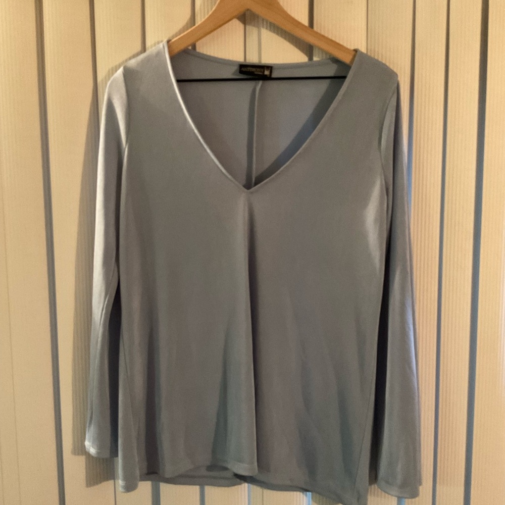 Antthony Soft Blue V-Neck Blouse
